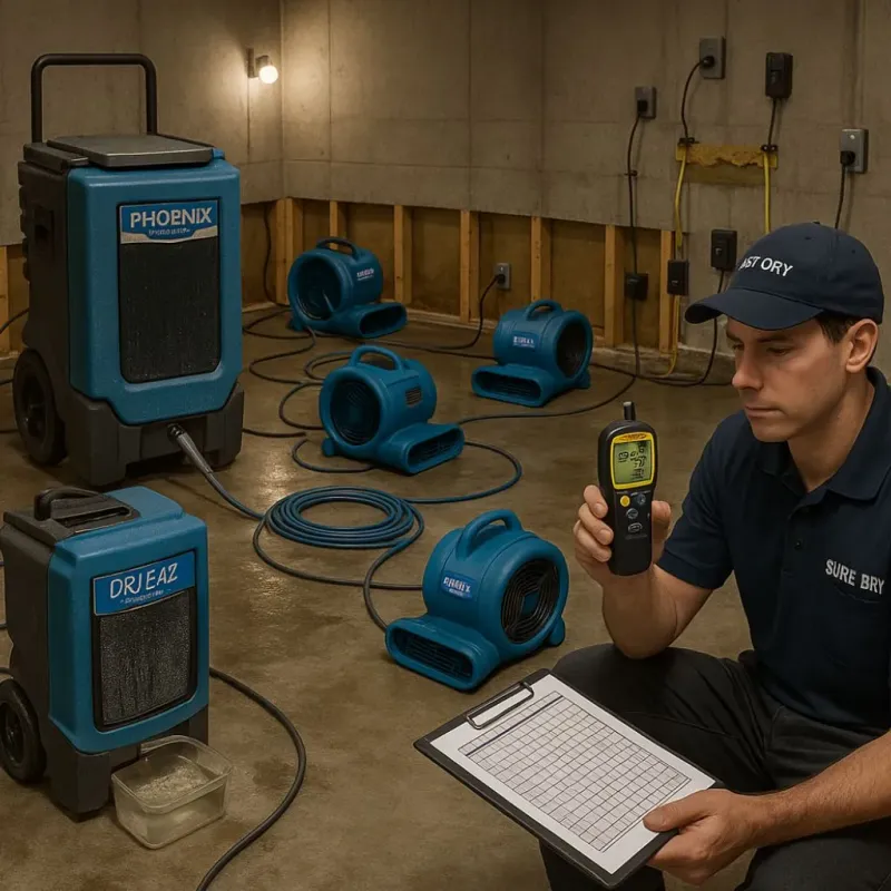 Structural Drying and Dehumidification process in Millersport, OH